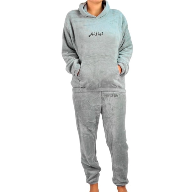 Pijama Mujer Polar Invierno Con Gorro Excelente Calidad 1763