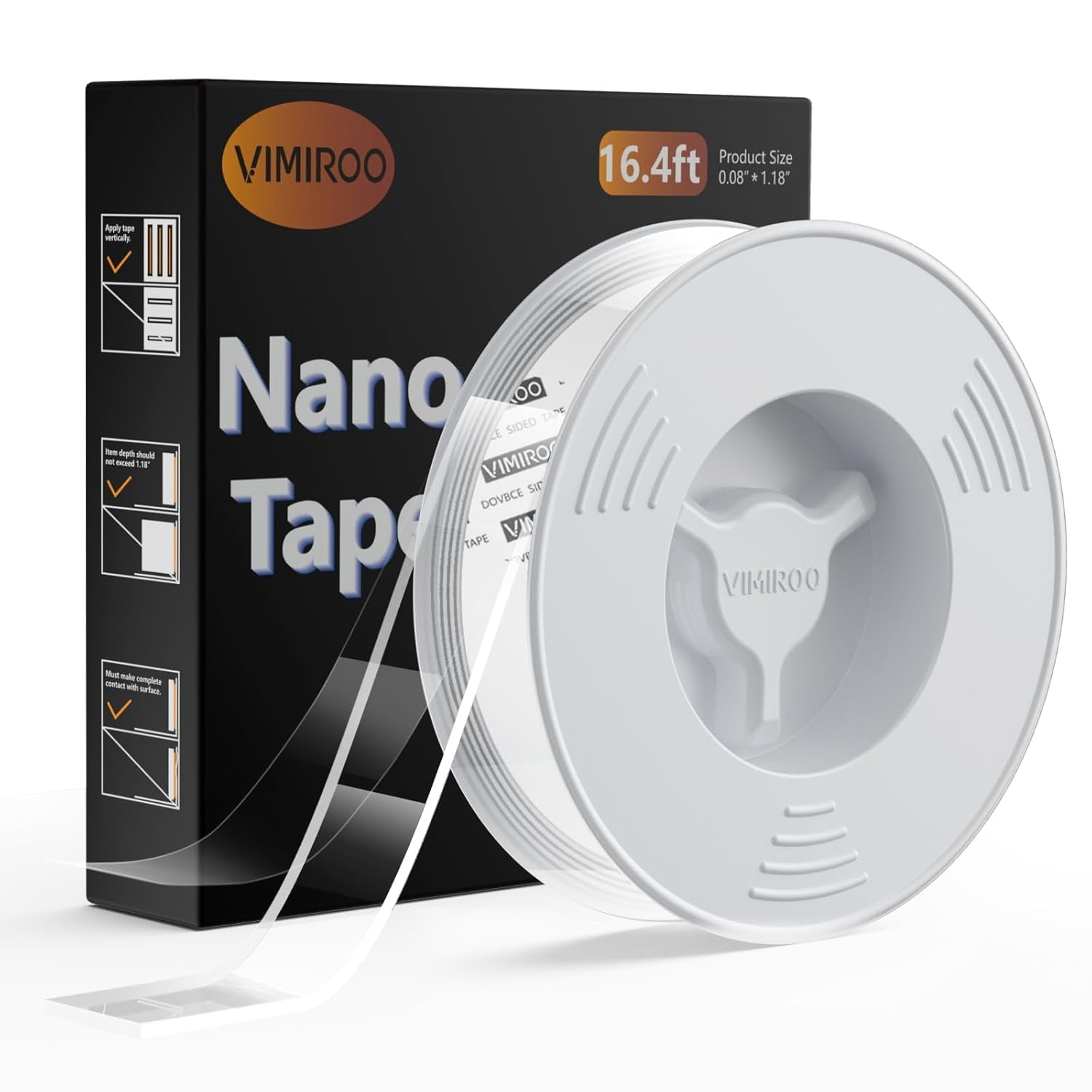 Cinta Adhesiva De Doble Cara Vimiroo Nano Tape Heavy Duty De 16.4 Pies