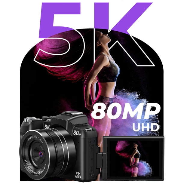 Cámara digital Notoldpine 5K 80MP WiFi UHD 18X Zoom 32GB | Lider