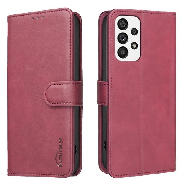 Funda Billetera para Samsung Galaxy A33 Protección RFID y Soporte Ajustable Rojo