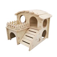 Ioensy - Casa De Madera Para Hámster, Cabaña, Jaula Divertida, Accesorios Para Lemmings, Ratón Pequeño Para Mascotas, 14Cm X 13Cm X 12,5 Cm