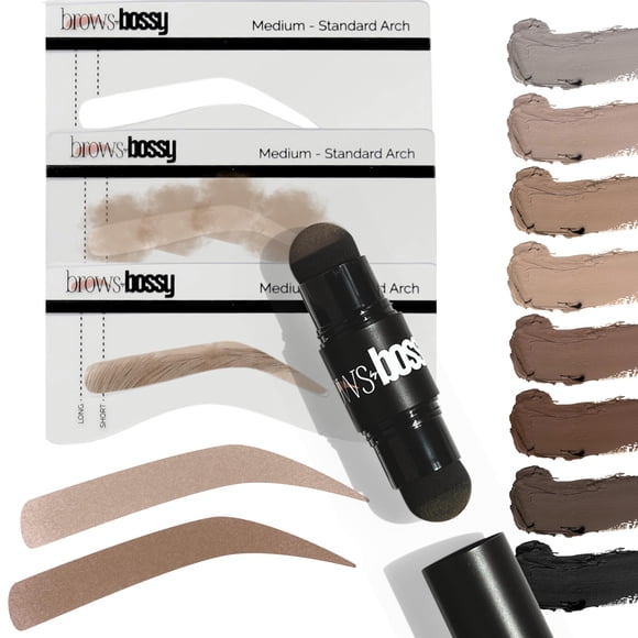 Kit de Plantillas para Cejas con Sello Doble Color de Brows by Bossy con 9 Plantillas