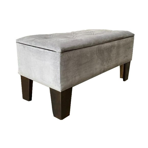 Banqueta Baul HVM Capitone Gris Felpa