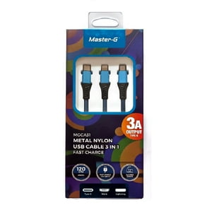 Master G - Cable Usb 3 En 1 Micro Tipo C Y Para Iphone