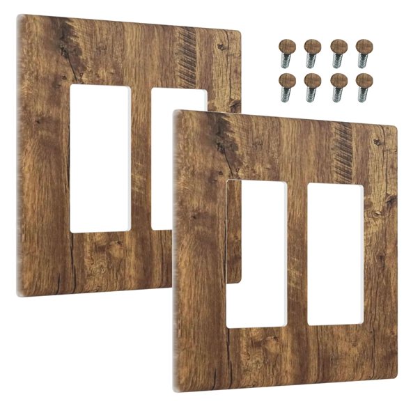 Placa de pared Wmhusu de 2 vías en madera rústica marrón – pack de 2