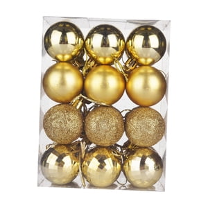 Magideal - 24 Piezas Bolas Colgantes Navideñas Decorativas Colgantes Árbol Navidad Ornamentos Reutilizables Resistentes Para Decoración Fiesta Cumpleaños Celebra Dorado