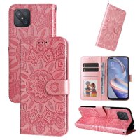 Funda Tipo Cartera Foxdock Para Oppo A92S , Diseño Girasol En Relieve, Cuero Pu, Cierre Magnético, Soporte Y Tarjetero