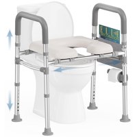 Asiento De Inodoro Elevado Homland De 400 Kg Con Asas Ajustables, Color Gris