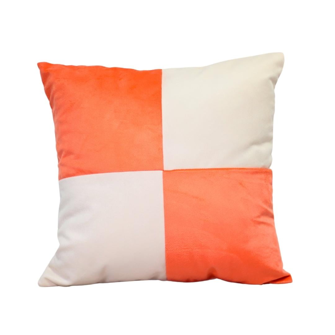 Máxima Design - Cojín Gabriela Naranjo Blanco Felpa 50x50 Cm