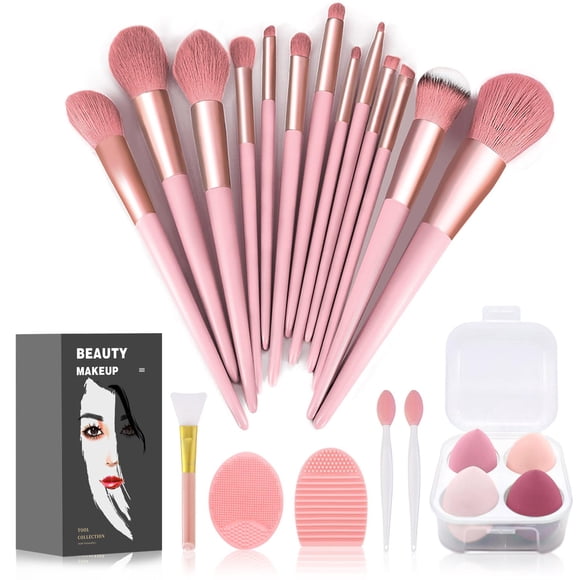 Set de brochas de maquillaje Koccido, kit de maquillaje de 22 piezas con bolsa (rosa)
