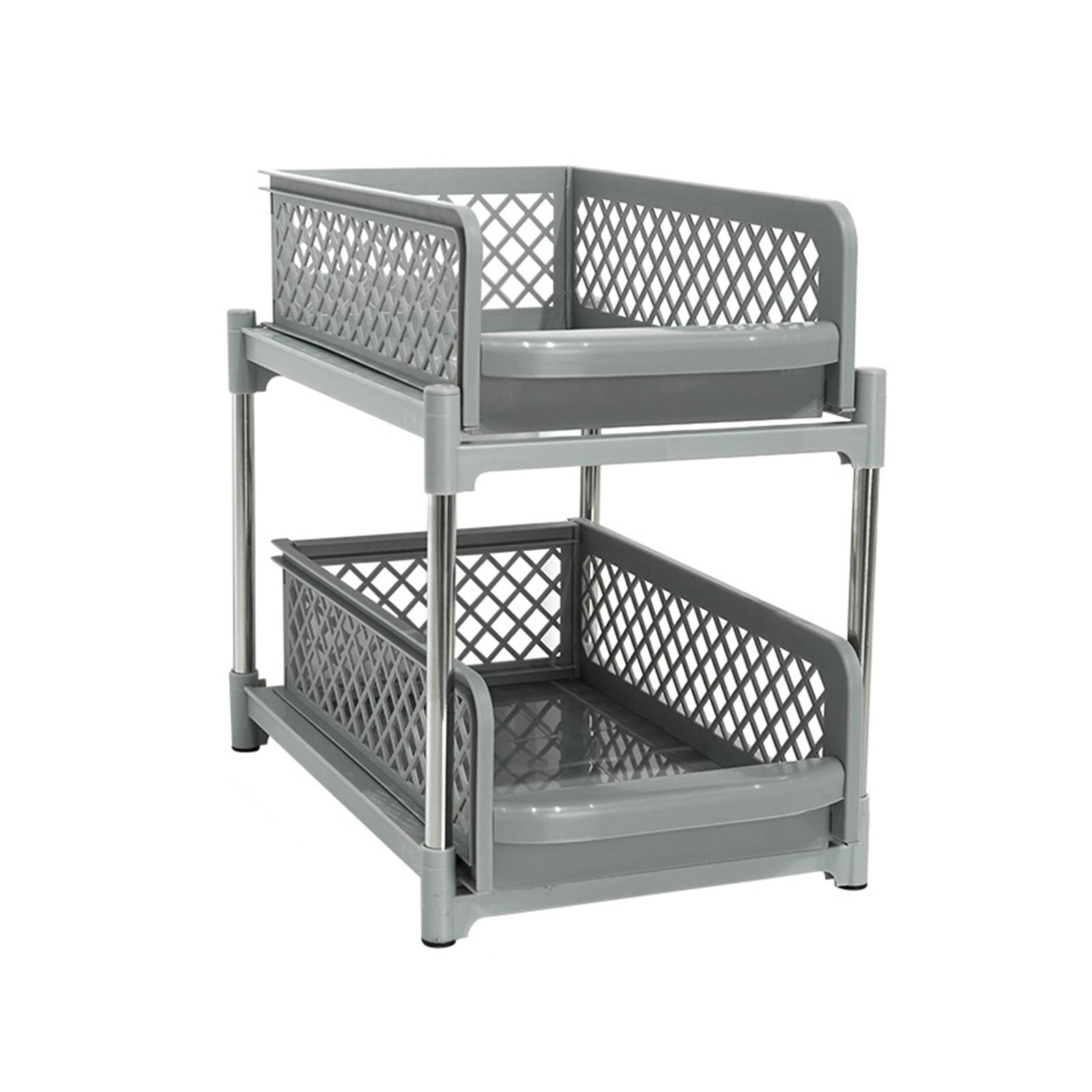 Magideal - Organizador De Gabinete Extraíble, Organizador De Especias, Soporte De Champú Para Baño Multifuncional De 2 Capas, Organizador De Condimentos Para Coc Gris