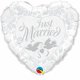 thumbnail image 1 of Globo Qualatex Just Married 46 cm blanco perla y plata, 1 of 1