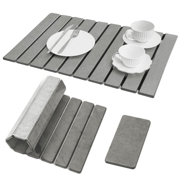 Alfombrilla para Secar Platos Dropereum 61 × 41 cm Plegable Gris