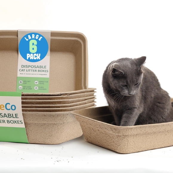 Cajas de arena para gatos CallieCo grande, pack de 6, resistentes a fugas
