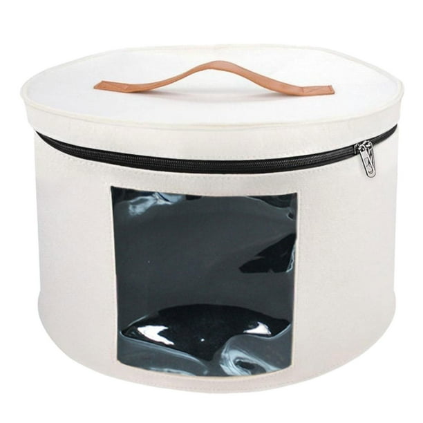 Caja de almacenamiento para sombreros, caja para sombreros, contenedor de almacenamiento apilable para mujeres y hombres, cubo organizador de fieltro, , Blanco 33x26cm