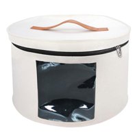 Magideal - Caja Para Sombreros, Caja De Almacenamiento Con Tapa A Prueba De Polvo, Contenedor Para Sombreros De Viaje, Caja Organizadora Redonda De Fieltro Para , Blanco 40X26Cm