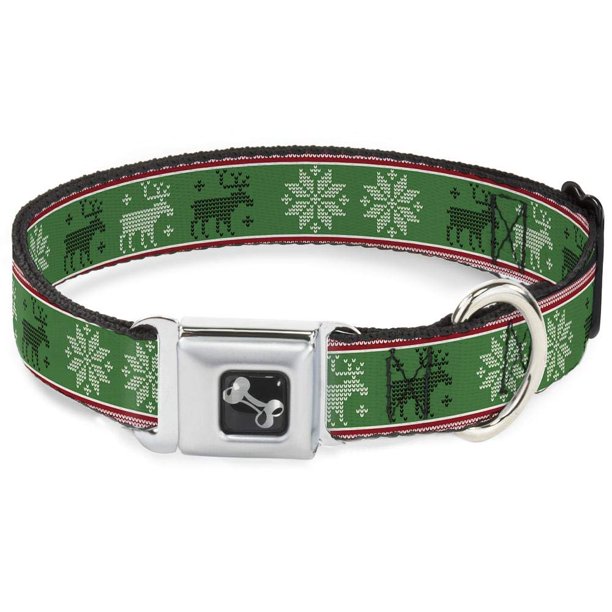 Collar para perro con cierre de hebilla, punto navideño, diseño de alce o copos de nieve