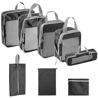 Magideal - 8 Uds. Cubos De Embalaje Portátiles, Paquete De Equipaje De Viaje, Organizador, Bolsas De Equipaje Transpirables De Gran Capacidad, Bolsas De Almacena Negro