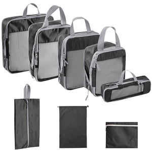 Magideal - 8 Uds. Cubos De Embalaje Portátiles, Paquete De Equipaje De Viaje, Organizador, Bolsas De Equipaje Transpirables De Gran Capacidad, Bolsas De Almacena Negro