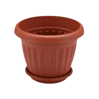 Estilodomus - Macetero Redondo Grande 35Cm Con Plato Plastico Duro Marrón Grande L