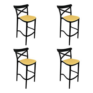 Alaia Home - Pack 4 Taburetes Bar Crossback Negra Asiento Beige