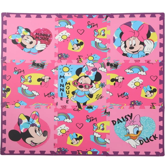 Alfombrilla de espuma Disney Minnie Mouse Daisy Duck 36 x 36 pulgadas, color rosa EVA