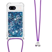 Funda Foxdock Para Google Pixel 8A Con Cuerda Ajustable, Brillo Líquido, Protección Antigolpes Y Lente – Ideal Para Regalo