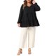 thumbnail image 2 of Agnes Orinda Conjuntos de Halloween Blusas Babydoll para Mujer de Talla Grande con Volantes en Capas Escote en V Mangas Largas con Puño Elástico Blusas Elegantes de Otoño 2X Negro, 2 of 6