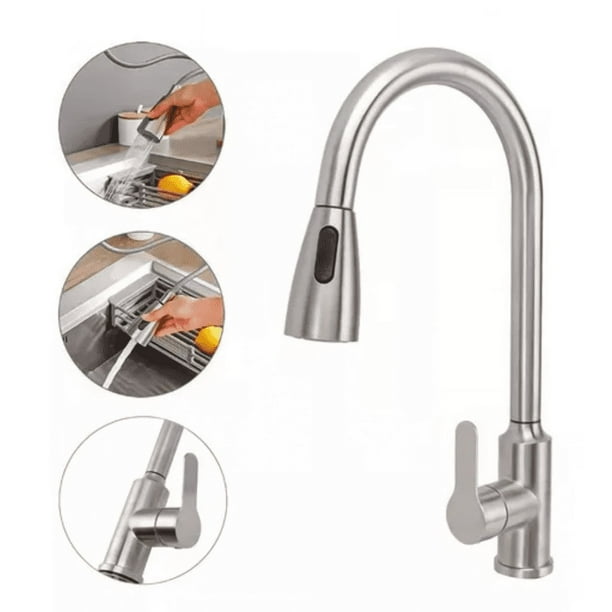 Llave Lavaplatos Extensible Griferia Monomando Cocina Niquel