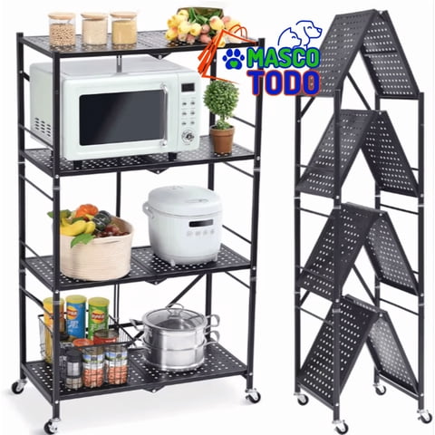 Genérico - Estante Plegable Rack Metálico Organizador Multiuso 4 Niveles