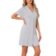 thumbnail image 4 of INSPIRE CHIC Camisones de Mujer con Botones, Camiseta de Dormir de Manga Corta, Camisón, Vestido de Pijama con Bolsillos M Gris Flor, 4 of 6