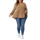 thumbnail image 2 of Agnes Orinda Blusas de Talla Grande para Mujeres Cuello Redondo Manga Larga Peplum Top de Punto 2X Caqui, 2 of 6