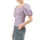 thumbnail image 4 of INSPIRE CHIC Blusa Floral de Mujer Escote Cuadrado de Corazón Mangas Abullonadas Espalda Fruncida Top Casual Púrpura XL, 4 of 6