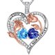 thumbnail image 1 of Collar Iefil con corazón de dos piedras de nacimiento (marzo) para mujer, 1 of 8