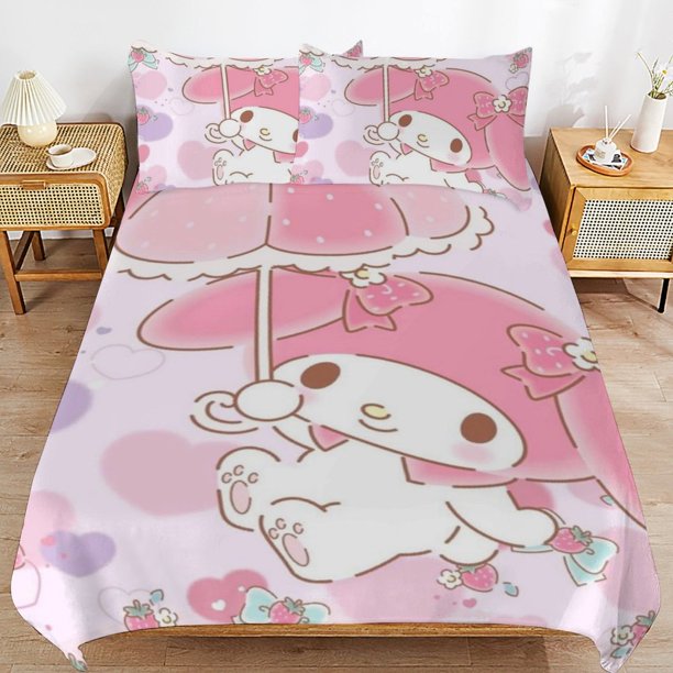 My Melody Duvet Cover Set 3 Piece Bedding Set Double Sided Printing Decorative Comforter Cover Set