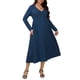 thumbnail image 2 of INSPIRE CHIC Vestidos de maternidad para mujeres, botón plisado, tejido de punto, manga larga, sesión de fotos, vestido maxi de embarazo, 2XL azul, 2 of 6