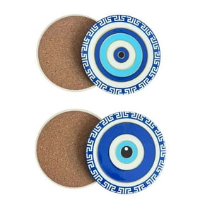 Oem - Set 4 Posavasos Ceramica Y Corcho 4 Piezas Ojo Turco