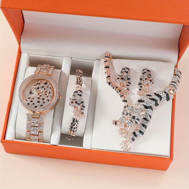 5pcs/set Unique Leopard Fancy Women Watches - Stylish & Sophisticated Jewelry for the Stylish Lady