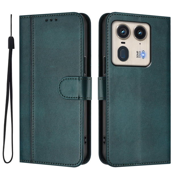 Funda Cartera para Motorola Moto Edge 50 Ultra 5G Protección 360° con Ranuras para Tarjetas y Soporte Verde
