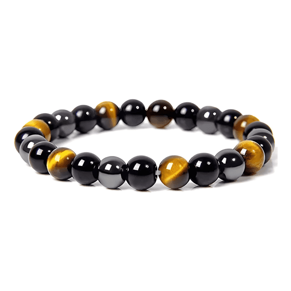 Pulsera triple protección obsidiana hematita ojo de tigre #2