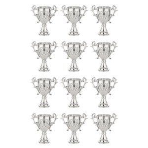 Bothyi - 12X Vasos De Trofeo, Tarros De Almacenamiento Para Exhibición, Suministros Para Fiestas, Accesorios Para Fotos De Cumpleaños, Plateados