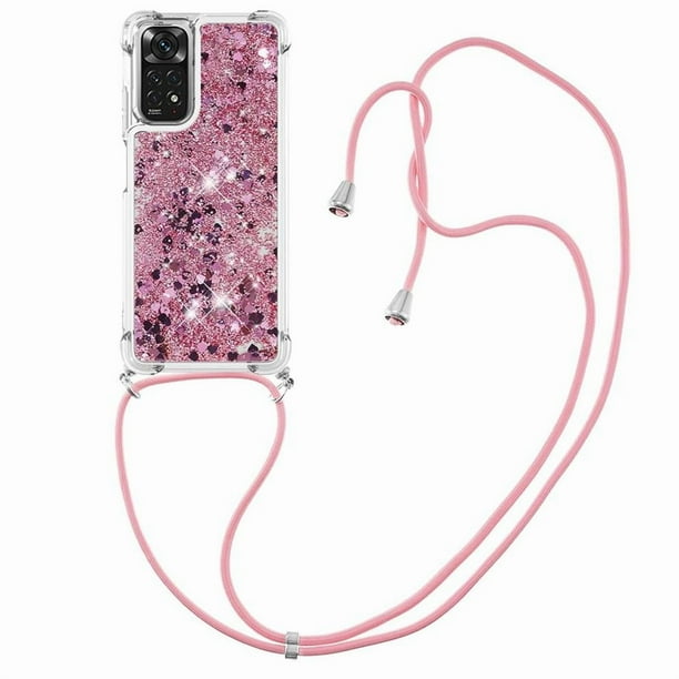 Funda FOXDOCK para Xiaomi Redmi Note 12s 4G con Cuerda Ajustable, Brillo Líquido, Protección Antigolpes y Lente – Ideal para Regalo