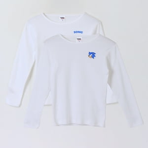 Bipack Camiseta Escolar Niño Manga Larga Blanco Sonic