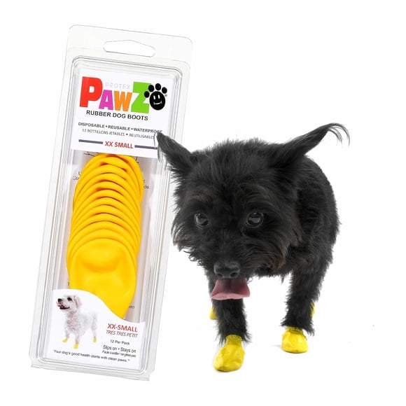 Botas para perros Protex PawZ de goma para patas de hasta 1,5 cm, color amarillo XXS