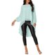 thumbnail image 2 of INSPIRE CHIC Blusas asimétricas de gasa casuales elegantes para mujer con mangas largas de linterna y cuello redondo L Verde menta, 2 of 6