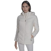 Abrigo Calvin Klein, Ligero, Acolchado, Con Capucha, Color Crema, Talla Xl