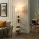 thumbnail image 2 of Lámpara de pie ROSEN GARDEN de 4 niveles con acabado dorado y pantalla de tela 110 V, 2 of 7
