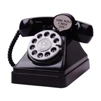 Magideal - Teléfono Retro Hucha Teléfono Caja De Ahorro De Dinero Escultura Decoración De Mesa Dial Teléfono Tarro De Ahorro De Dinero Para Dormitorio Estante De Negro