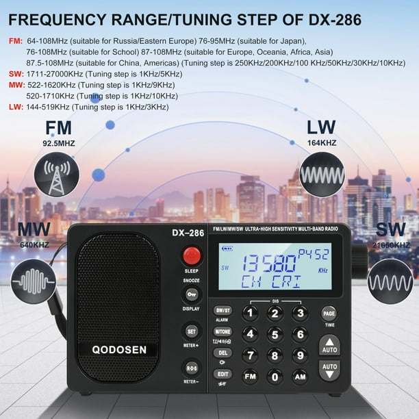 Radio portátil QODOSEN DX-286 con chip automotriz TEF6686 | Lider