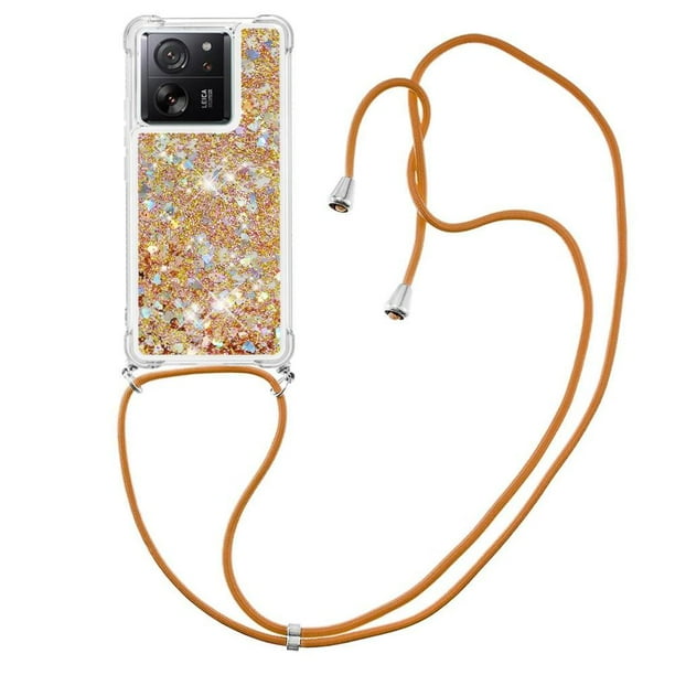 Funda FOXDOCK para Xiaomi 13T/13T Pro con Cuerda Ajustable, Brillo Líquido, Protección Antigolpes y Lente – Ideal para Regalo